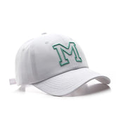 Koreanische japanische Persönlichkeit aushöhlen Ausschnitt M Buchstaben Grafik bestickt Schirmmütze Outdoor männlich Sonnenschutz Sonnenhut Baseball-Cap